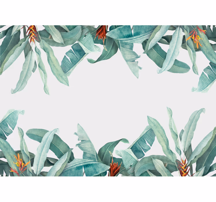 Papel mural flores patrón de vegetación tropical - TenVinilo