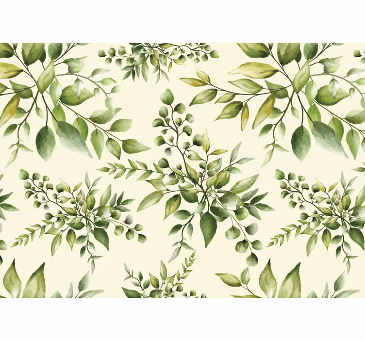 Papel mural flores patrón de vegetación elegante - TenVinilo