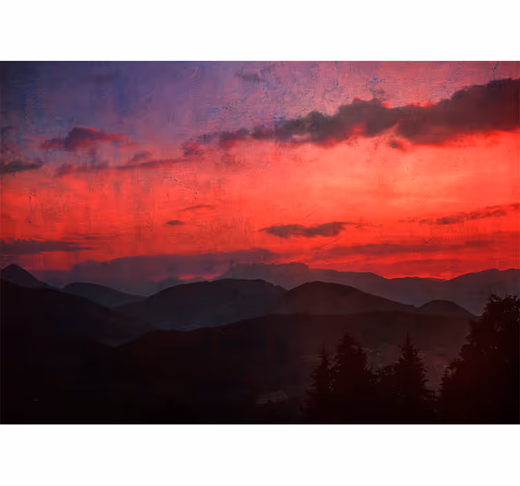 Papel mural montaña atardecer dramático - TenVinilo