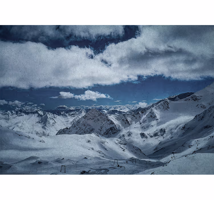 Papel mural montaña cumbres nevadas - TenVinilo