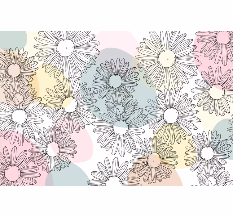 Papel mural flores motivo floral de margaritas - TenVinilo