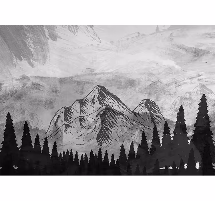 Papel mural montaña majestuosos picos grises - TenVinilo