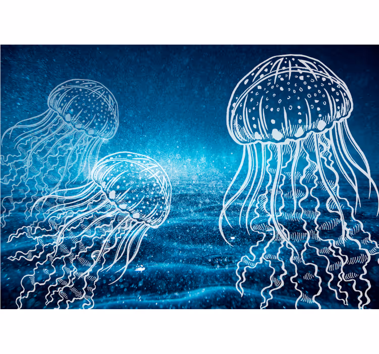 Papel mural baño danza elegante de las medusas - TenVinilo