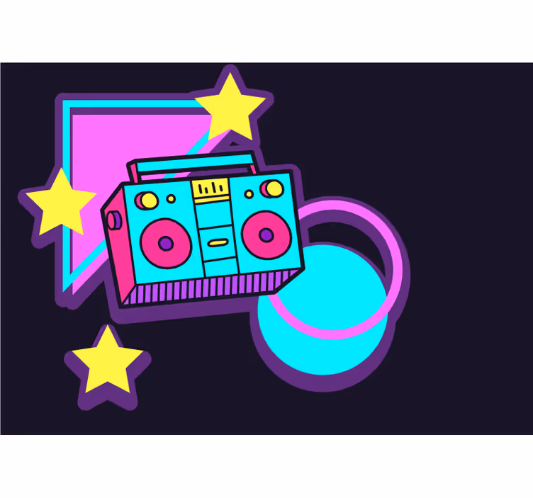 Papel mural música elementos retro boombox - TenVinilo