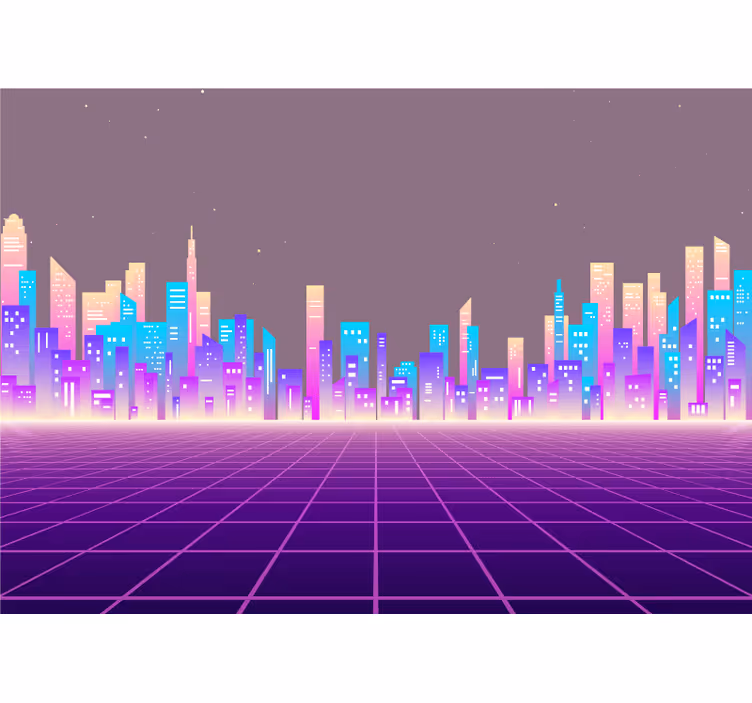 Papel mural ciudades horizonte urbano futurista - TenVinilo