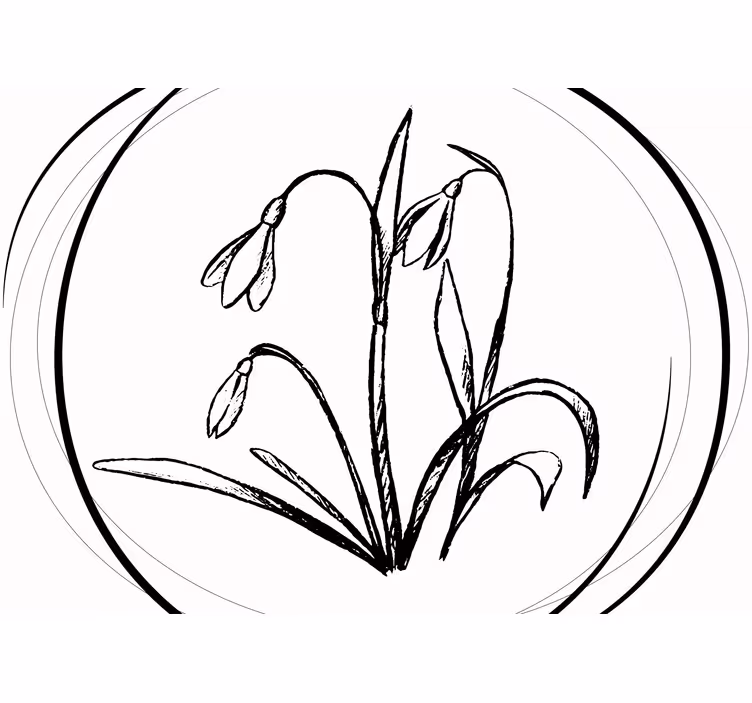 Fotomural flores Lindo dibujo círculo de campanilla de invierno - TenVinilo