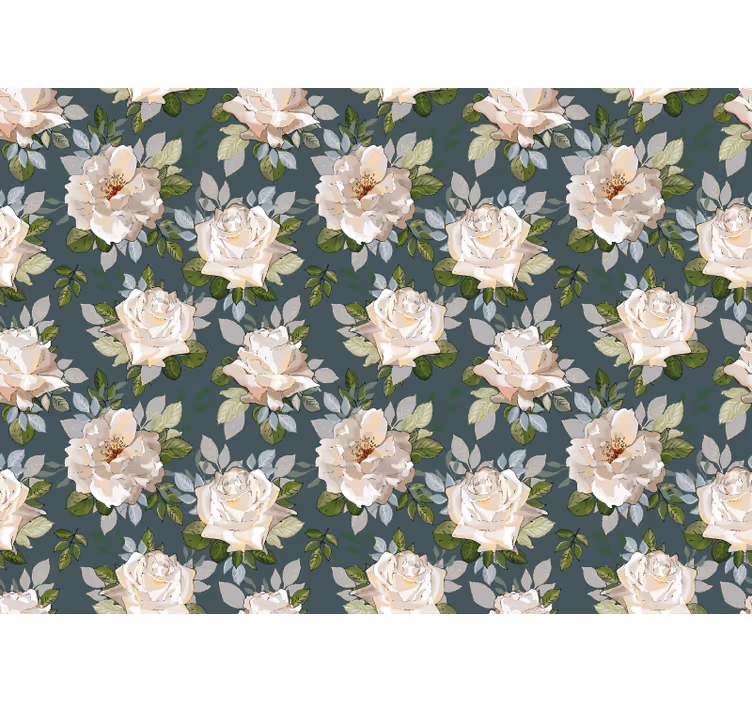 Papel mural flores patrón floral de rosas - TenVinilo