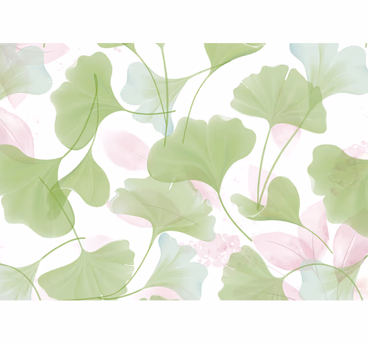 Papel mural flores patrón de hoja de ginkgo - TenVinilo