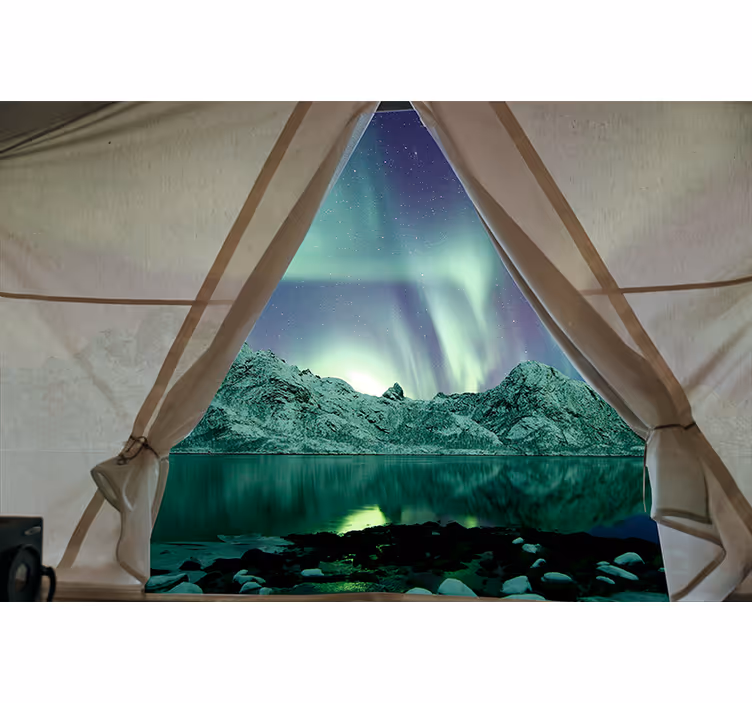 Papel mural paisajes vista de la aurora boreal - TenVinilo