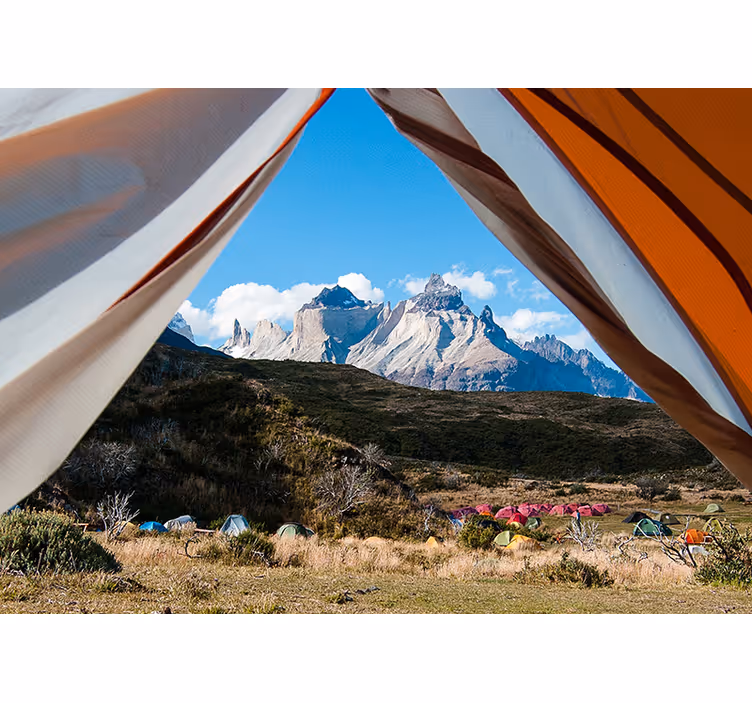 Fotomural 3D Ventana de camping de montaña - TenVinilo
