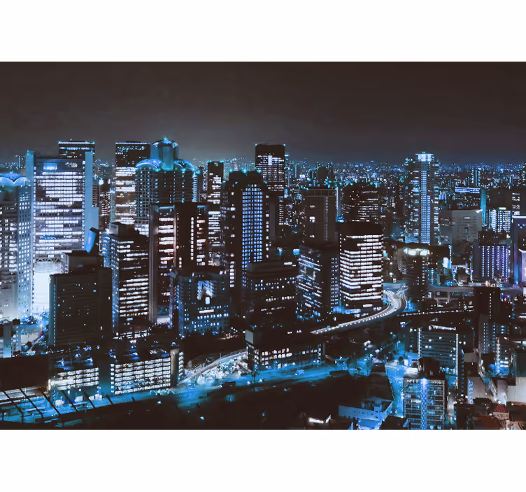 Papel mural ciudades horizonte urbano nocturno - TenVinilo