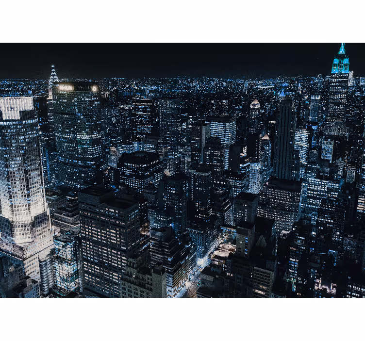 Papel mural new york vista nocturna del horizonte - TenVinilo