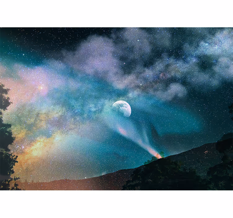 Papel mural espacio nebulosa de luz de luna celestial - TenVinilo