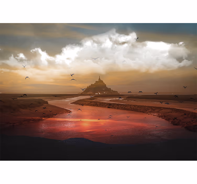 Papel mural paisajes inspirado en mont saint michel - TenVinilo