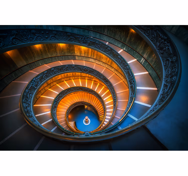 Papel mural paisajes escalera espiral iluminada - TenVinilo