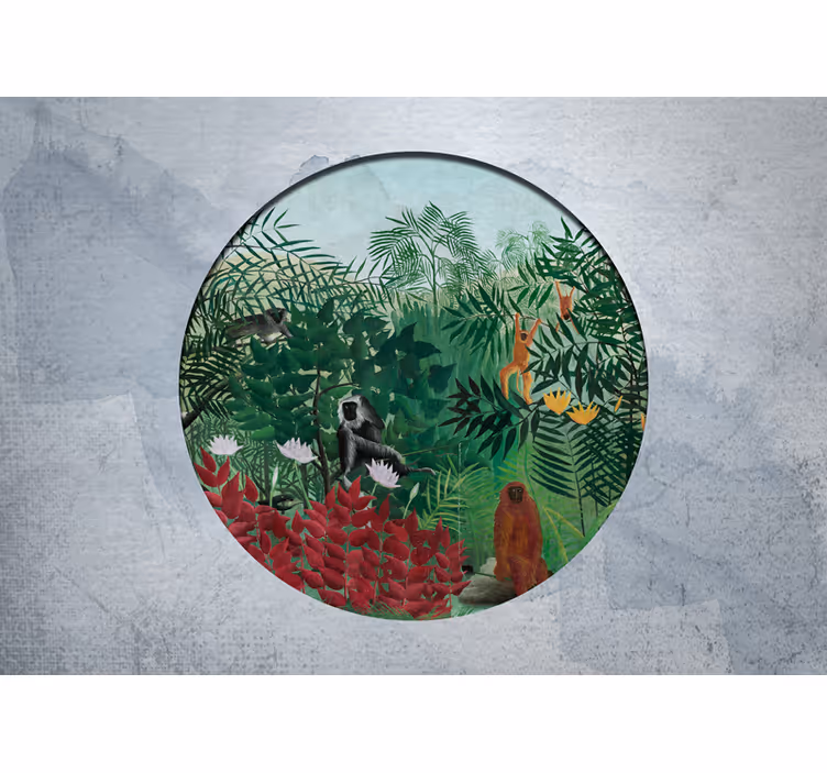 Papel mural selva escena de jungla vibrante - TenVinilo