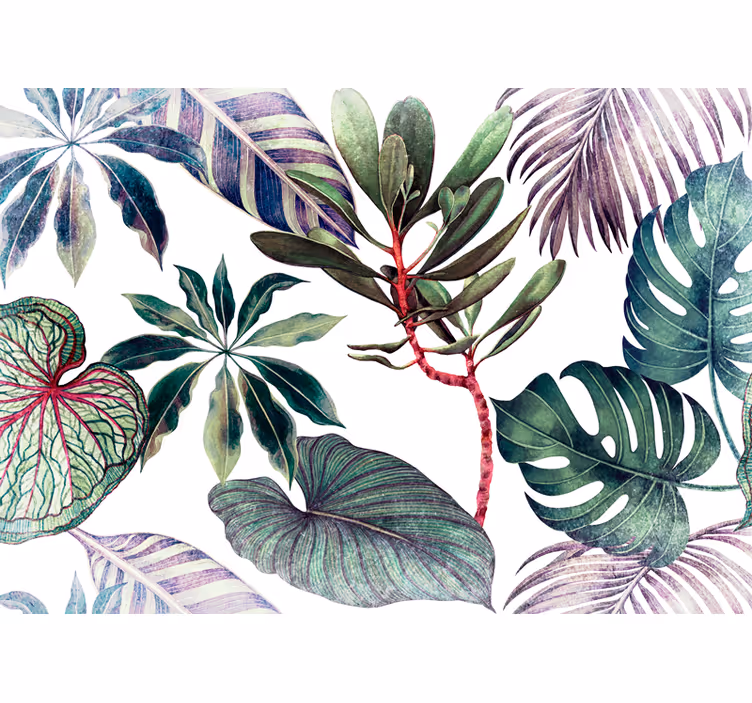 Papel mural naturaleza arreglo de follaje tropical - TenVinilo