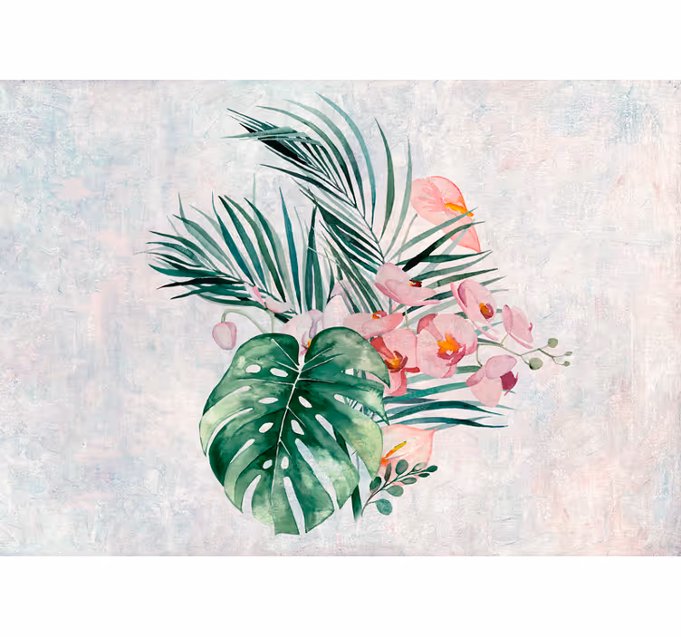 Papel mural flores arreglo floral tropical - TenVinilo