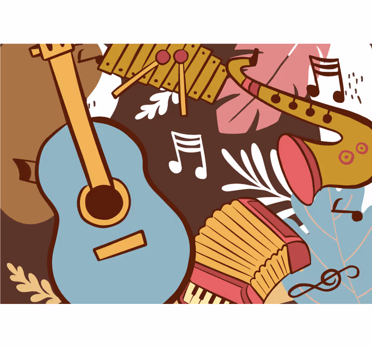 Papel mural música arreglo de instrumentos musicales - TenVinilo