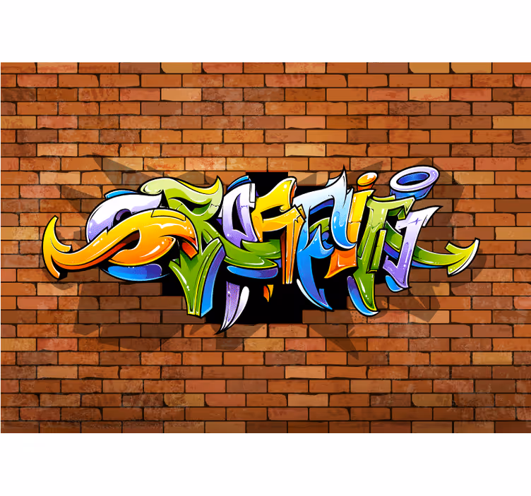 Mural graffiti letra urbana colorida - TenVinilo