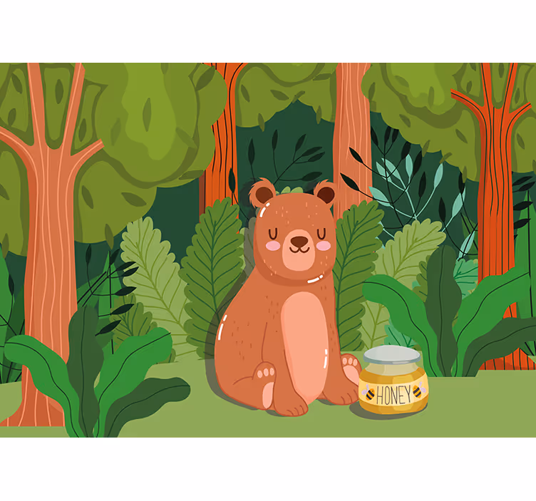 Papel mural infantil arte de oso adorable - TenVinilo