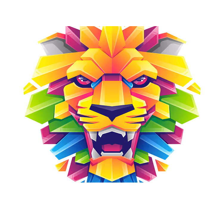 Papel mural leones cara de león vibrante - TenVinilo
