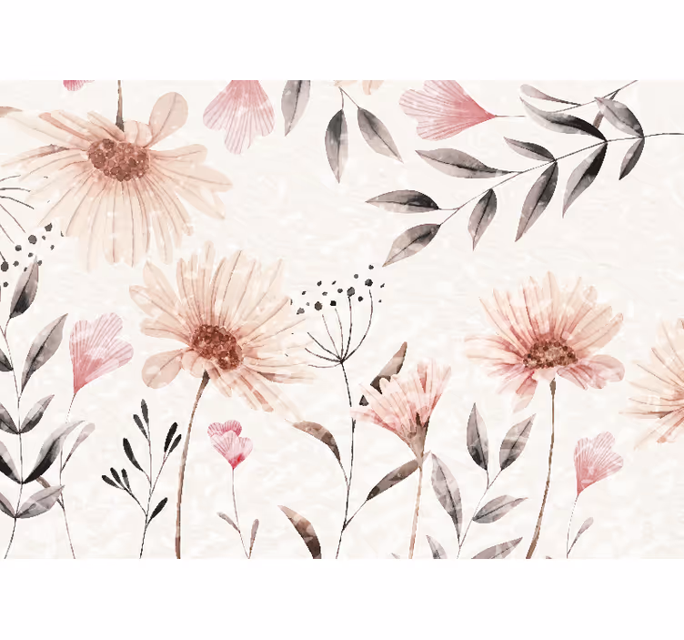 Papel mural flores diseño floral rosa - TenVinilo