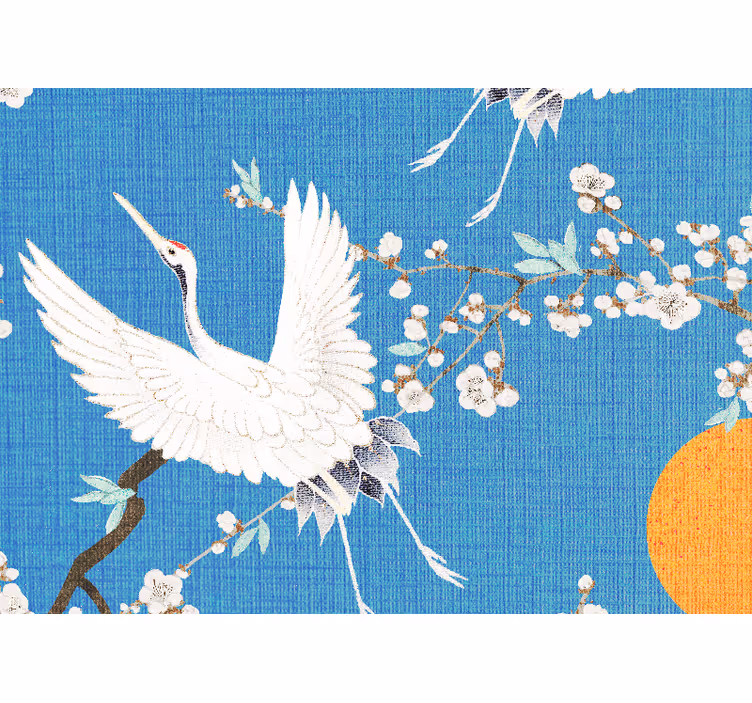 Fotomural retro Pájaro colorido artístico "japandi" - TenVinilo