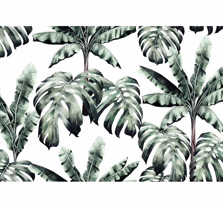 Fotomural naturaleza Acuarela hojas tropicales - TenVinilo