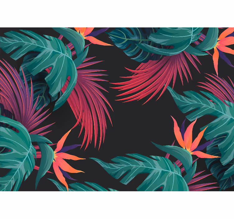 Papel mural naturaleza ramillete de hojas tropicales - TenVinilo