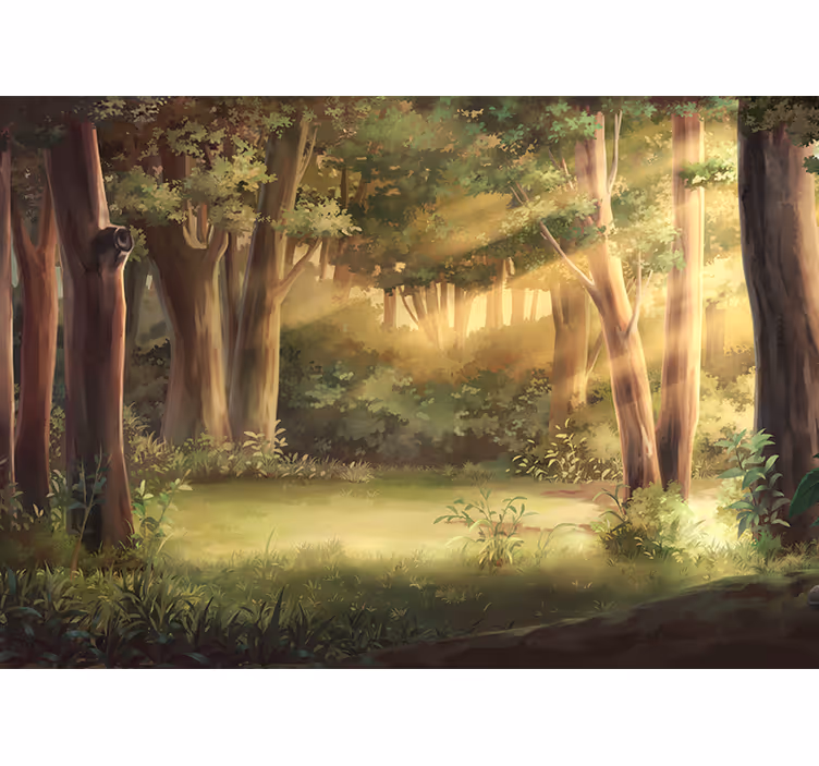 Papel mural naturaleza paisaje boscoso soleado - TenVinilo