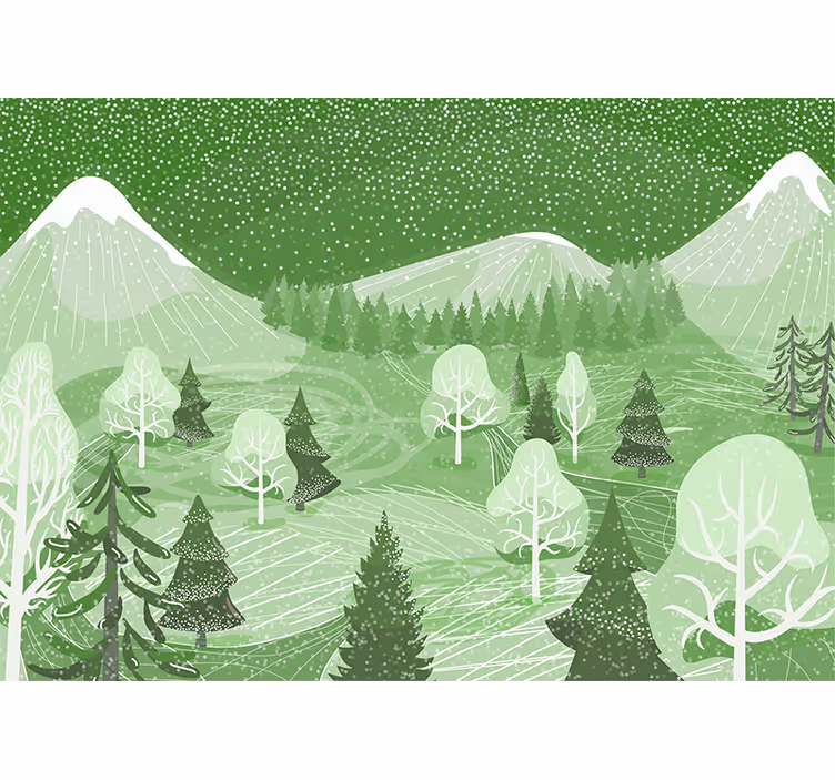 Papel mural naturaleza vista del bosque de montaña - TenVinilo