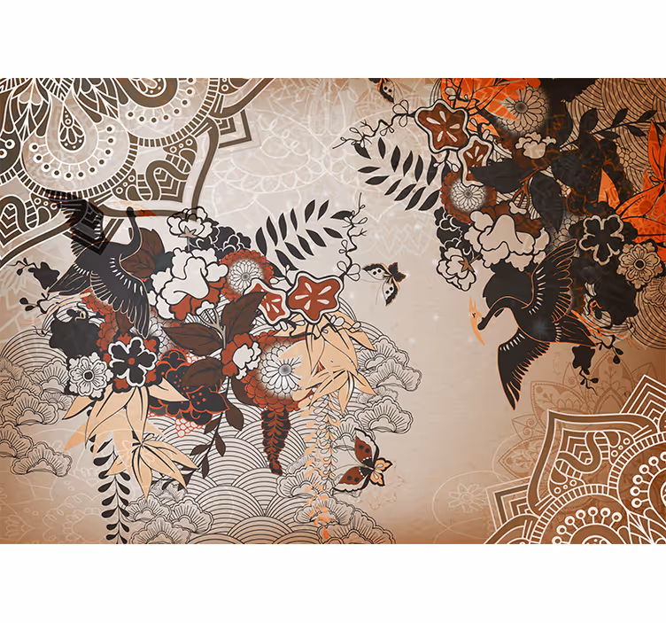 Papel mural mandala patrones florales - TenVinilo