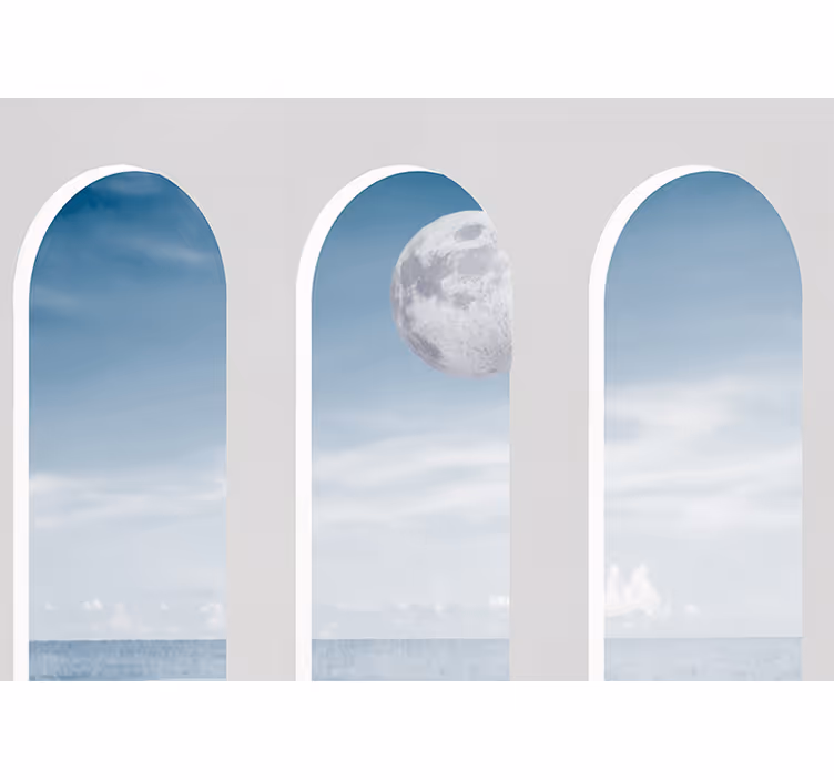 Mural abstracto arcos iluminados por la luna - TenVinilo