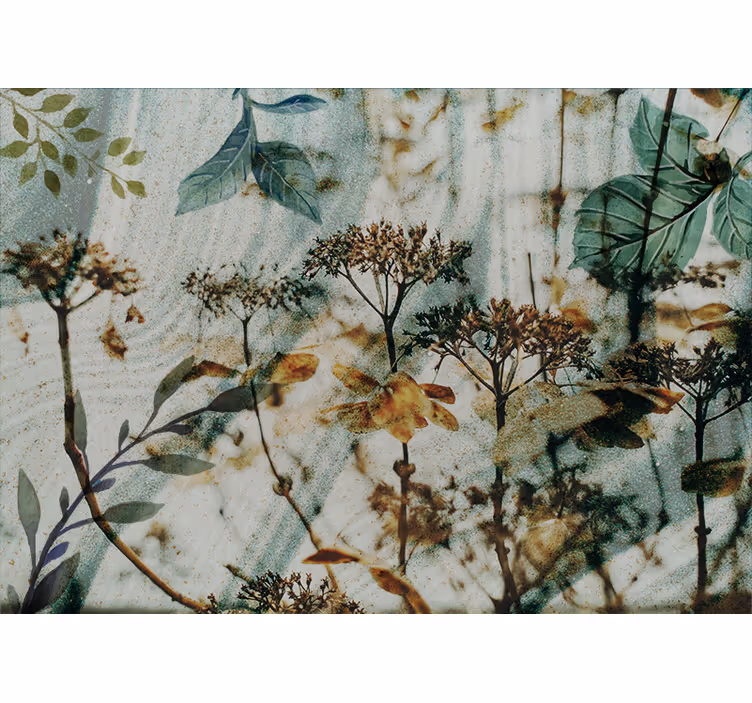 Papel mural flores arreglo de hojas florales - TenVinilo