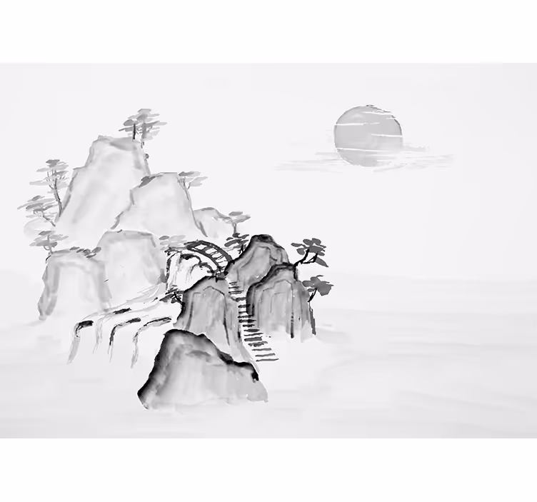 Papel mural zen paisaje de montaña - TenVinilo