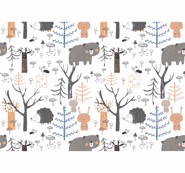 Papel mural para bebé tema de animales del bosque - TenVinilo
