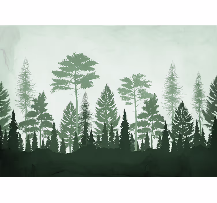 Papel mural bosque bosque verde frondoso - TenVinilo