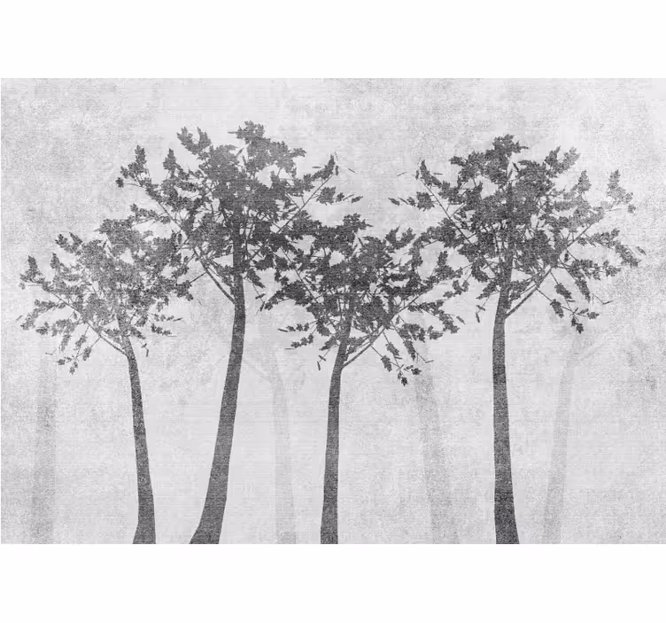 Mural de árboles arreglo de árboles en silueta - TenVinilo