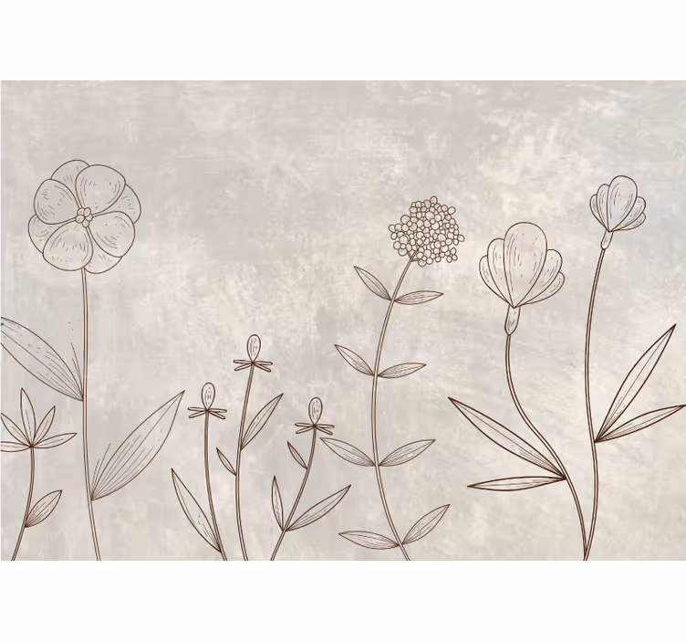 Papel mural flores patrón floral dibujado a mano - TenVinilo
