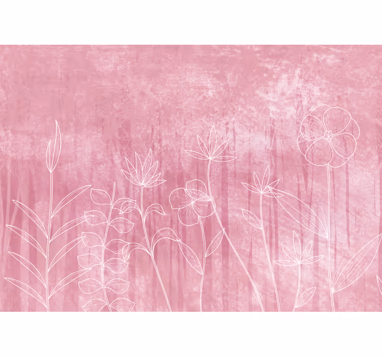 Papel mural flores contorno floral delicado - TenVinilo