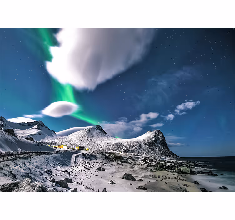 Papel mural paisajes perspectiva de la aurora boreal - TenVinilo