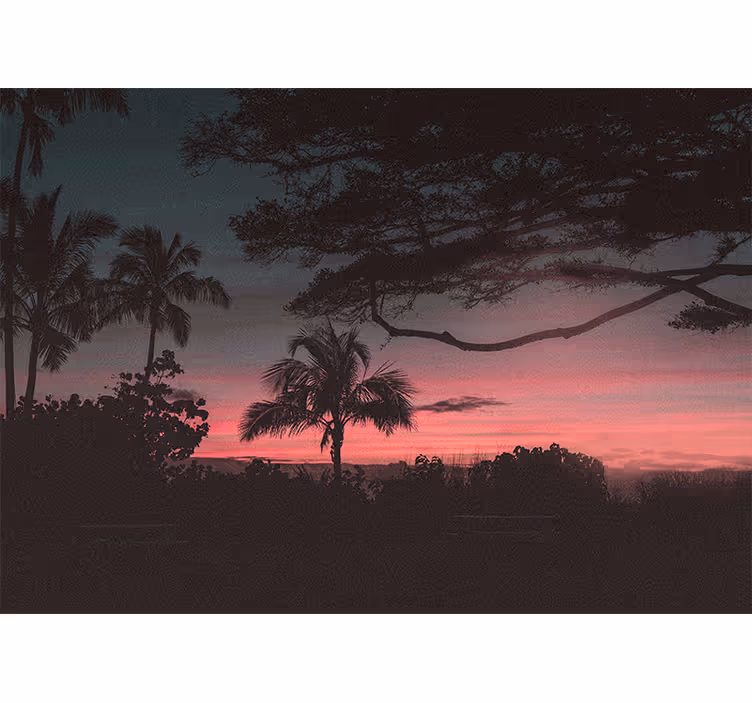 Papel mural paisajes silueta de atardecer tropical - TenVinilo