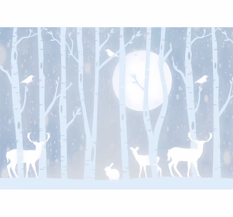 Papel mural infantil ciervo y luna - TenVinilo