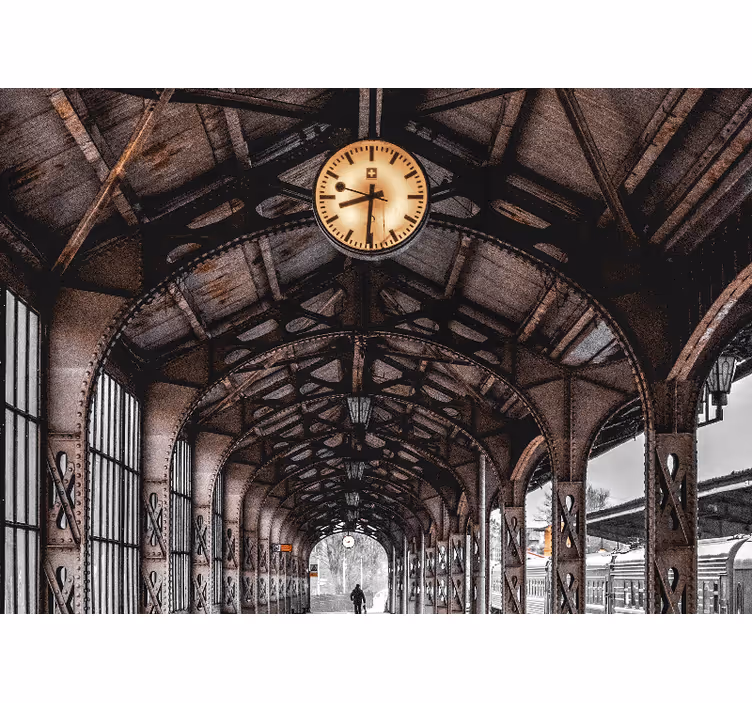 Papel mural ciudades arco de la estación del reloj - TenVinilo