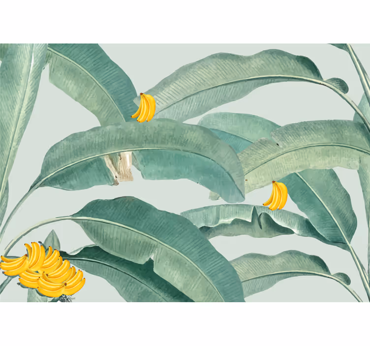Papel mural flores follaje de plátano tropical - TenVinilo