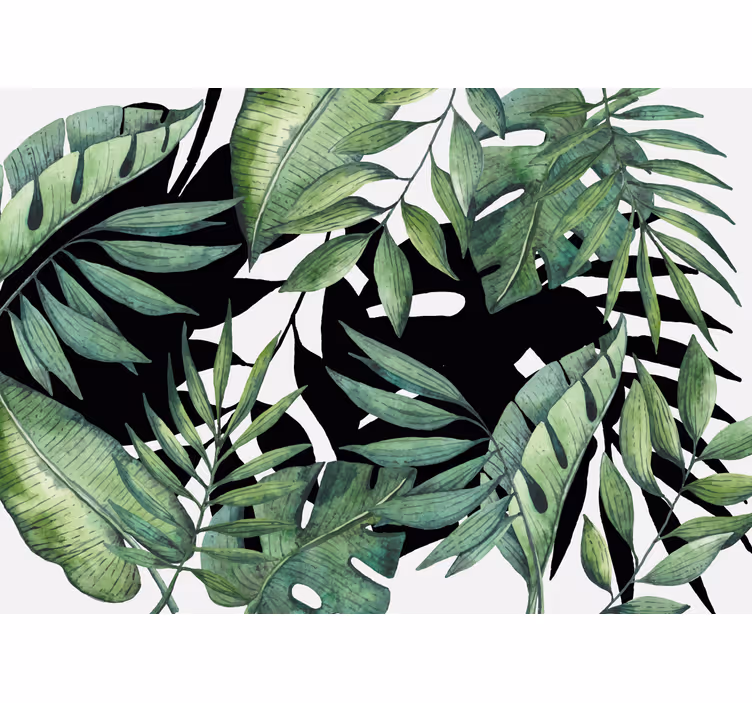 Papel mural naturaleza patrón de follaje tropical - TenVinilo