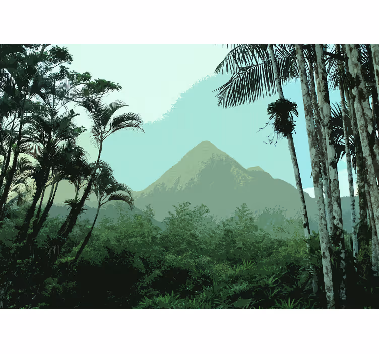 Papel mural bosque vista de la selva montañosa - TenVinilo