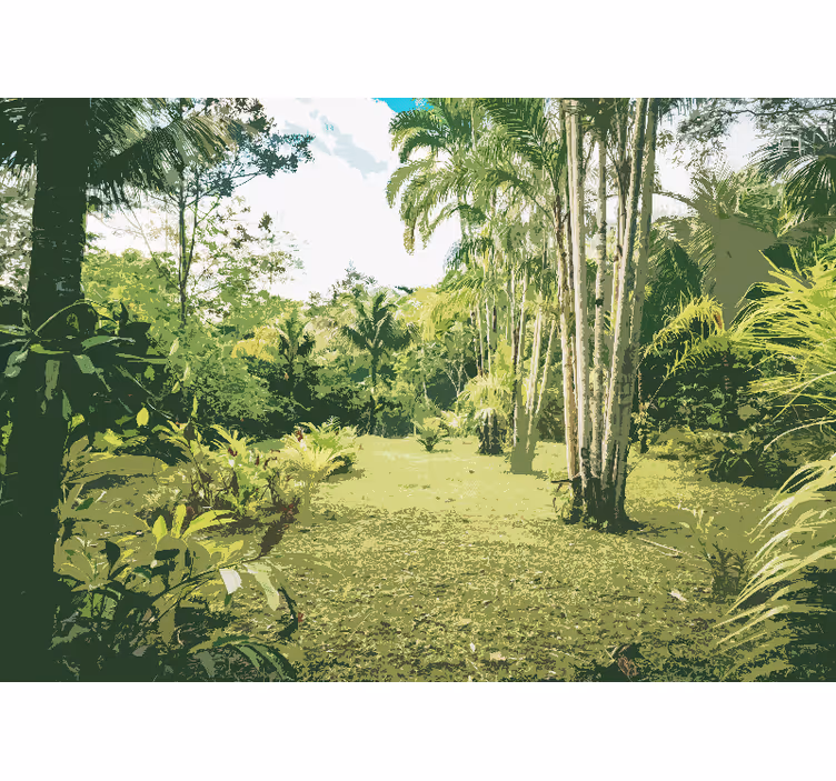 Papel mural selva paisaje tropical exuberante - TenVinilo
