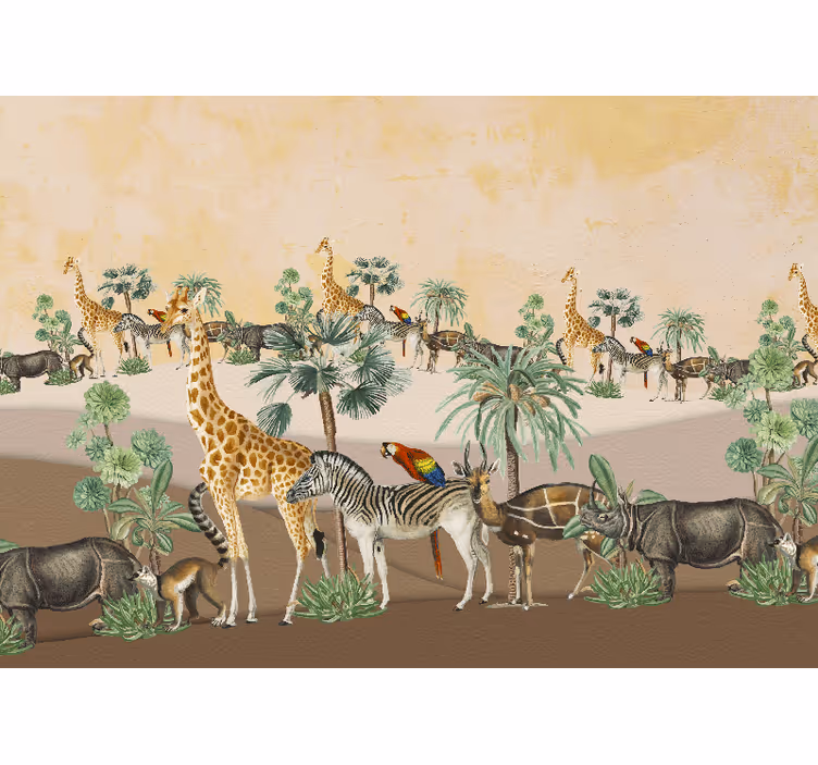 Papel mural africano escena de vida salvaje en safari - TenVinilo